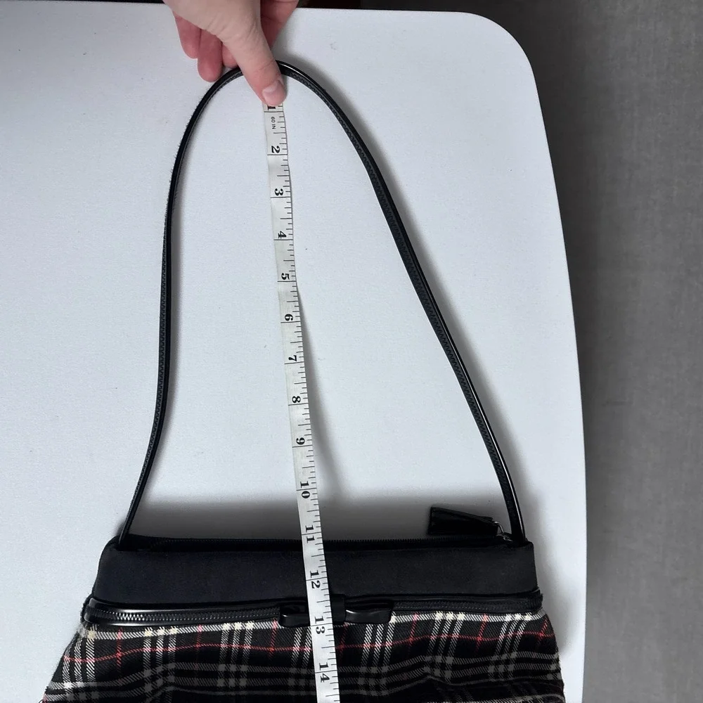 Vintage M.C. Marc Chantral Bagette Shoulder‎ Bag Purse Plaid Patent Leather y2k